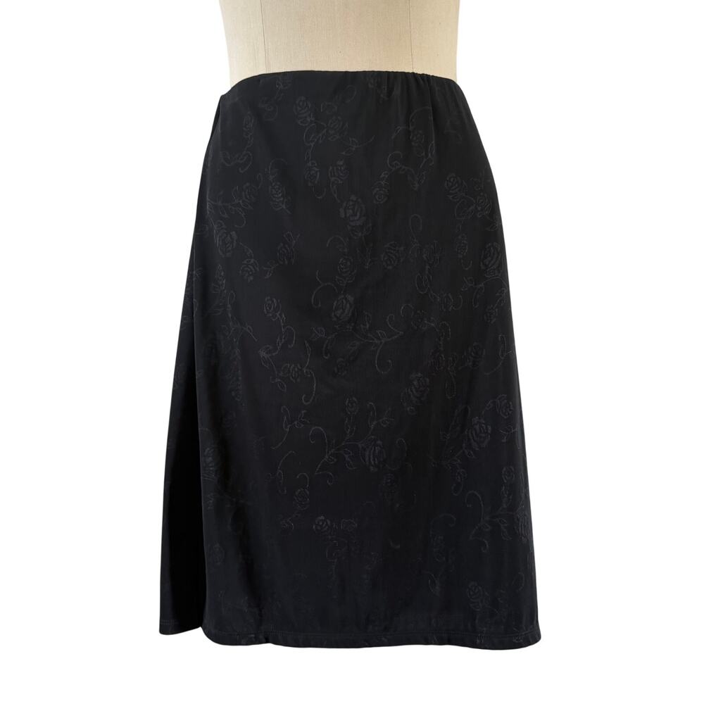 NWT Vtg Y2K 2000s Black Floral Stretch Skirt Sz XL Whimsygoth Fairy Grunge